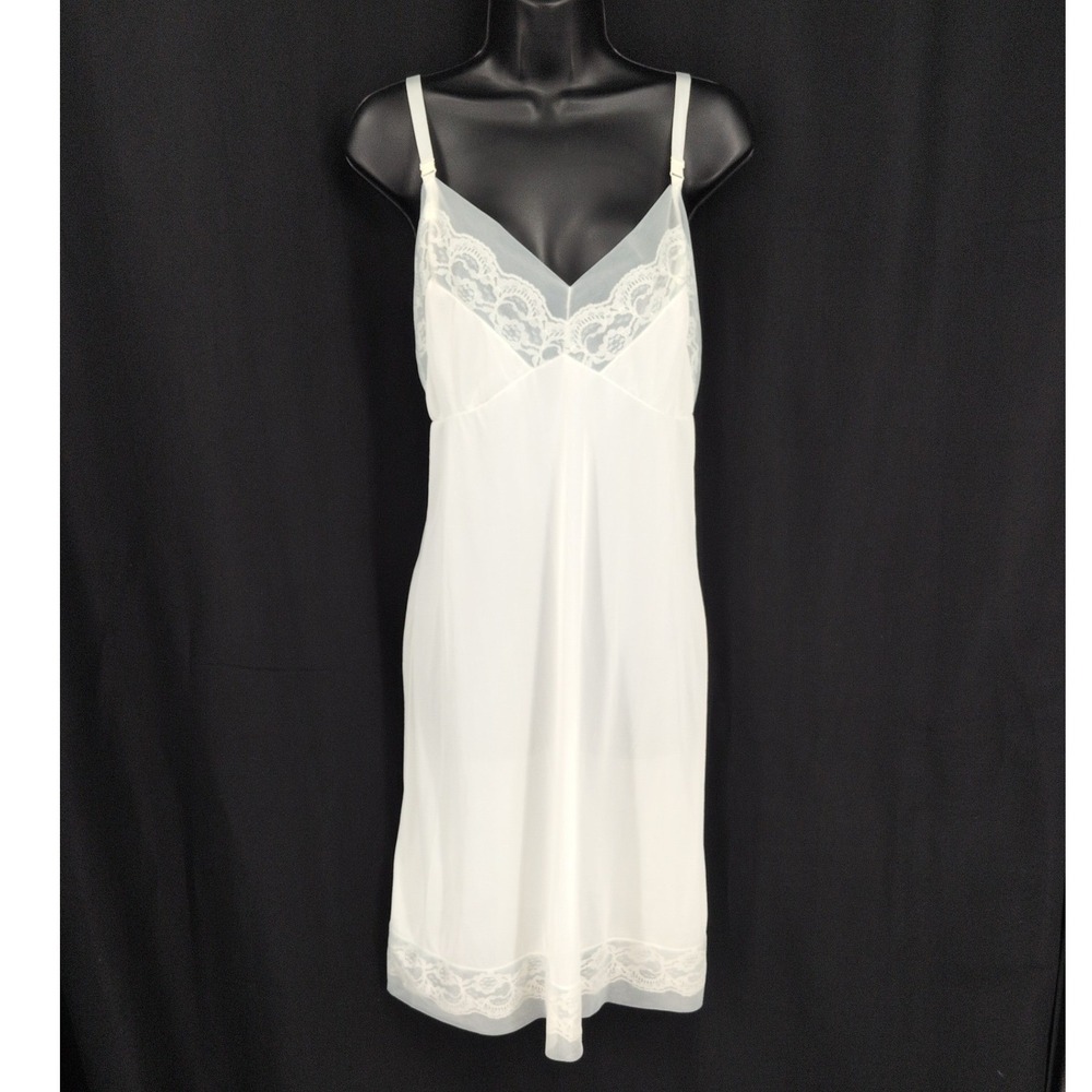 Vintage Slip Dress Lace Trim Romantic Coquette Sheer Ethereal Milkmaid Size 40